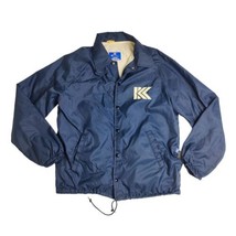 Vintage Champion Nylon Coach Trainer Snap Button Up Jacket Size Medium Blue - $39.55