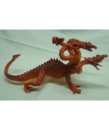 Plastoy FOUR HEADED HYDRA ORANGE DRAGON 7&quot; Fantasy Plastic Toy Figure - $22.41 CAD