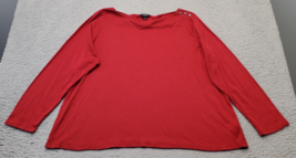 Talbots Blouse Top Womens Petite 2X Dark Red Supima Cotton Long Sleeve B... - $23.09