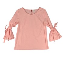 J CREW Women&#39;s S Pink Tie-Up Flared Bell Sleeve Cotton Poplin Shirt Top ... - £17.05 GBP