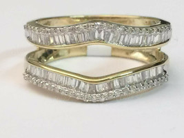 1.5Ct Baguette Cut VVS1 Diamonds Ring Guard Wrap Enhancer 14K Yellow Gold Finish - £86.45 GBP
