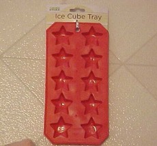 4th Of July Patriotic Ice Cube Tray Makes Star Shaped Cubes New Red Silicone - £4.65 GBP