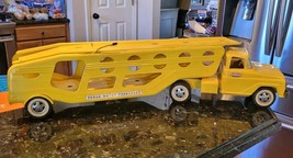 Vintage 1960’s Tonka Motor Transport Truck Car Carrier Yellow Pressed Steel 29&quot; - £138.25 GBP