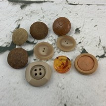 Vintage Button Lot Of 9 Brown Beige Various Sizes Styles DIY Clothes Cra... - £9.49 GBP