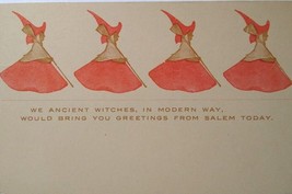 Halloween Postcard Ancient Salem Witches With Brooms Unused Witchcraft Undivided - £99.60 GBP