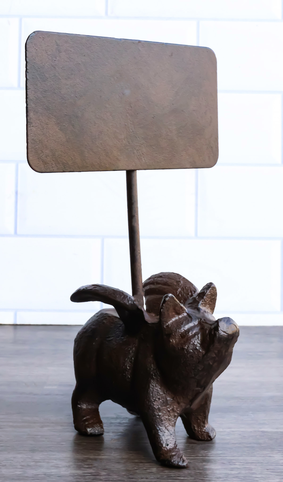 Cast Iron Rustic Western Farmhouse Flying Pig Chalkboard Pole Sign Figurine - $19.99