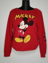 DISNEY Womens Mickey Mouse Red Sweat Shirt Sweater Top Sz Small Elbow Pa... - £23.46 GBP