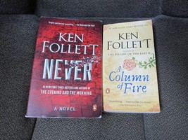 &quot;&quot;2 - KEN FOLLETT - ACTION ADVENTURE BOOKS&quot;&quot; - NEVER, A COLUMN OF FIRE - $9.89