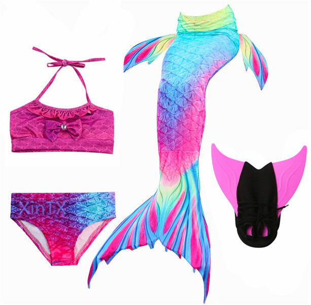 New arrive! Kids Mermaid Tail With Monofin Fancy Girls Swimsuit Bikini Costume