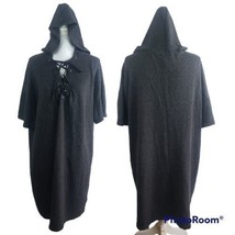Slink It Women&#39;s Tshirt Dress  Lace Up Hoodie True Black Size 1X NEW - £21.09 GBP