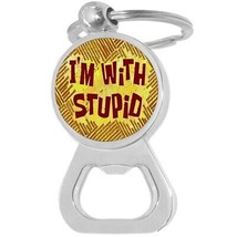 I&#39;m With Stupid Bottle Opener Keychain - Metal Beer Bar Tool Key Ring - £8.60 GBP