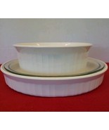 French White Corning Ware. 3pc (1 Clear Pyrex). 1.5Qt, 24cm Oval Cassero... - £17.35 GBP