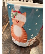 Pier One Cat Santa Claus Coffee Mug Ironstone Hand Painted NWOT 16 oz Ca... - $570.60 MXN