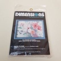 Pastel Floral #6507 Dimensions No-Count Cross Stitch Kit NEW SEALED 1987 Vintage - $9.89