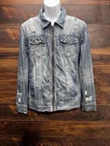 CHOR. Denim Jacket Mens Large Distressed Trucker Street Wear Y2K Rockabilly - $21.85