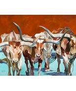 George Jones Texas Longhorn Fine Art Giclee on Canvas 32 x 40 - £239.58 GBP