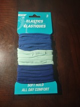 Elastics Hair Band Soft Hold All Day Comfort Set Of 3 Blues - £11.54 GBP