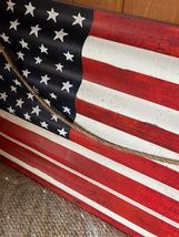 American Flag Wall Hanging in distressed Tin - 32 inch image 3