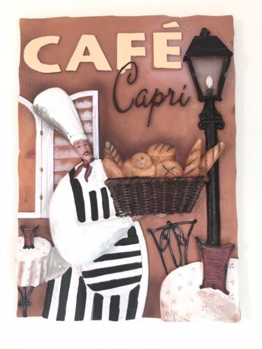 HTF Joy Alldredge 3D Bistro Chef Ceramic Wall Tile, Art Cafe Capri 4.5" x 6" - $19.99