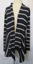 Carmen Marc Valvo Open Cardigan Size Medium Women Black Striped Long Sle... - £19.61 GBP