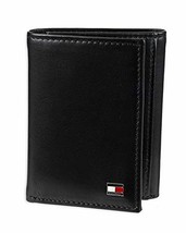 Tommy Hilfiger Men Leather Trifold Wallet, Oxford Black, One Size - $35.49