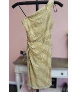David Meister Dress Women&#39;s 4 Gold Sequin Finish One-Shoulder Cocktail Mini - $1,251.01 MXN
