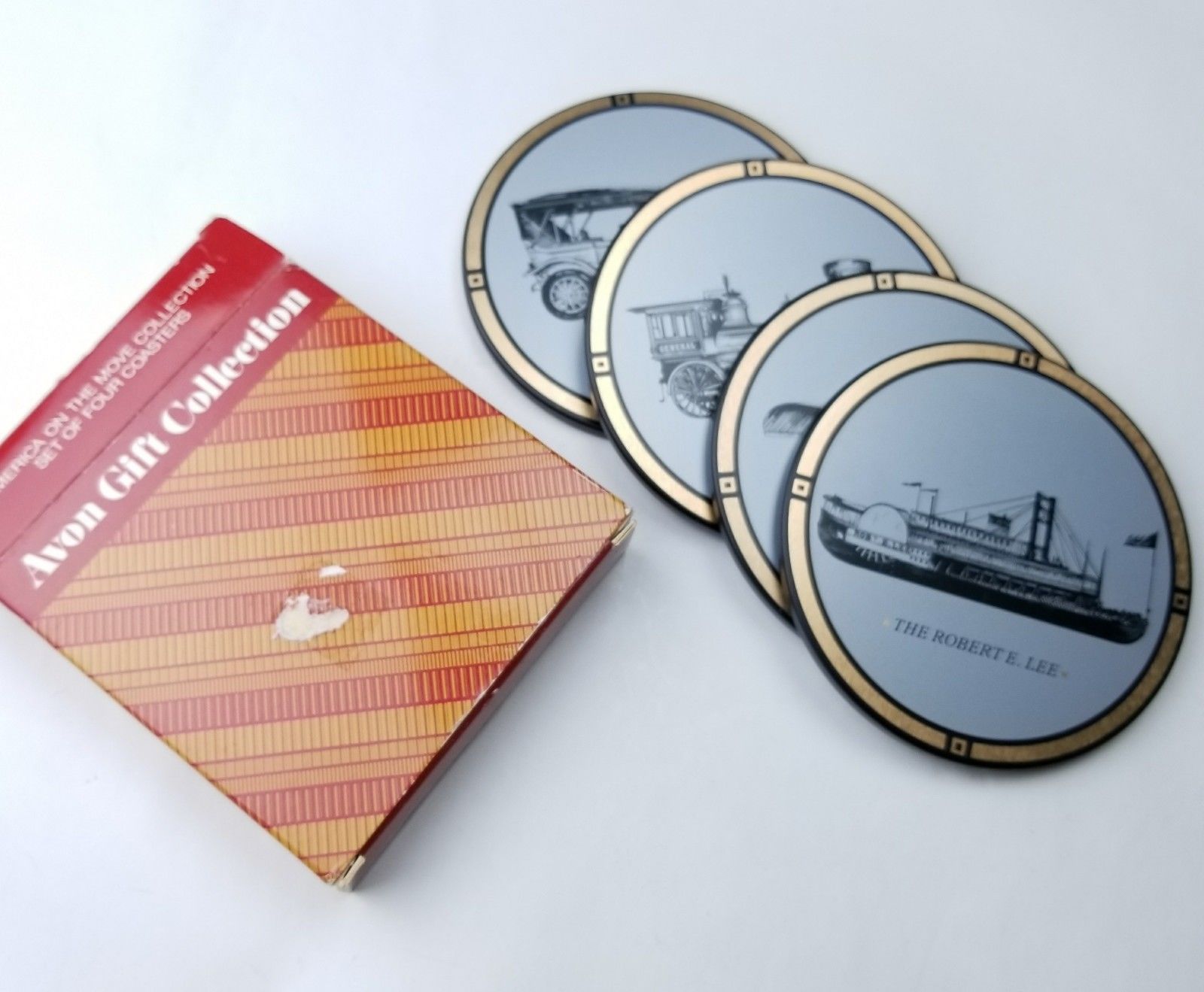 Avon "America On The Move" Set Of 4 Coasters New Vintage In Box For Man Cave - - $9.75