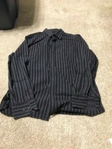 Men&#39;s JF Ferrar Long Sleeved Shirt--Black Striped--Size L--16-16 1/2 - £2.98 GBP