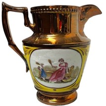 Antique Copper Luster Lustre Jug Pitcher Badminton Racquet Sport Mother Child #2 - £56.40 GBP