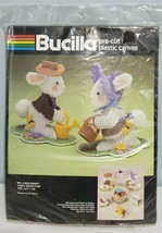 Bucilla Plastic Canvas Kit Mr. &amp; Mrsx Bunny #5968 Vintage Easter Table Decor - £26.14 GBP