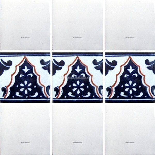 POOL TILES Mexican Talavera Ceramic Border Frost Proof  Handcrafted Tile... - $199.00