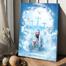 Walking with Jesus, Blue sky, Beautiful heaven Gift for Jesus Canvas Wall Art - $22.95+