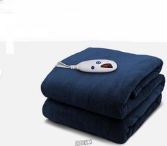 Pure Warmth Microplush Electric Heated Warming Throw Blanket Navy Blue - £60.74 GBP