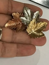 Women Three Color Leaves Enamel Pin Badges Fashion Metal Pins Brooch - £7.98 GBP