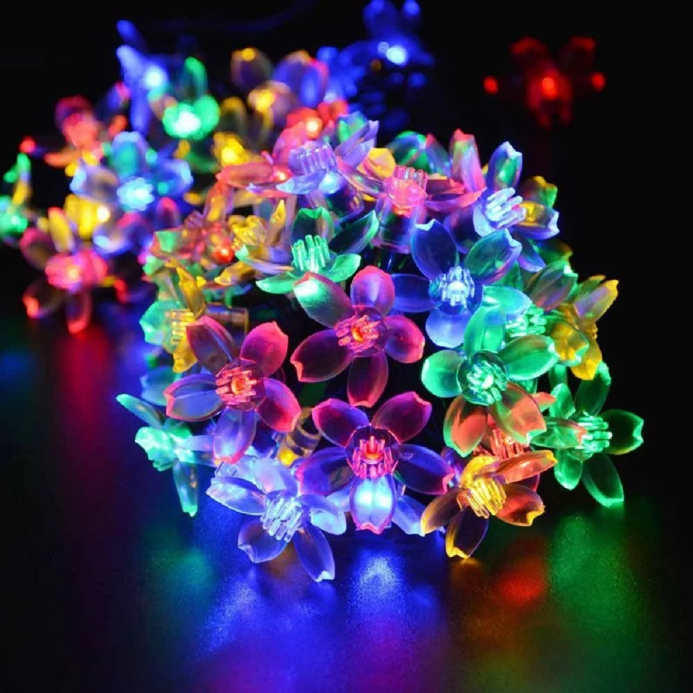 Outdoor Solar Gar Fairy Lights Festoon String Cherry Blossom 12M 7M LED Lights F - £80.04 GBP