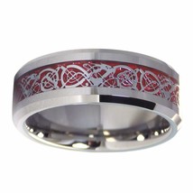 Tungsten Fire Red Celtic Dragon Ring Mens Womens Wedding Band 8mm Size 6-17 - £15.97 GBP