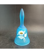 Westmoreland Hand-Painted Blue Satin Glass Bell Daisy Flower Pattern, Mi... - $18.00