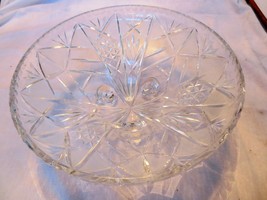 Vintage glass or crystal Centerpiece Dish Bowl 12&quot; 3 toed etched - £31.45 GBP