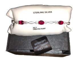 Bracelet Ruby Bracelet Sterling Silver Lab Created July Cancer Stone - £56.29 GBP