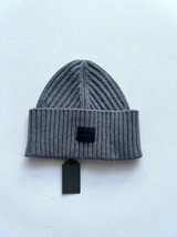 ALLSAINTS Travelling Rib Cuff Patch Beanie Hat Grey Marl - £87.02 GBP