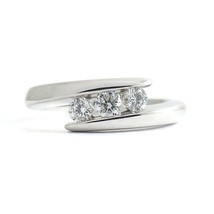 Authenticity Guarantee 
3-Stone Diamond Crossover Wrap Statement Ring 14K Whi... - £878.13 GBP