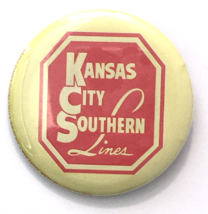 Kansas City Southern Lines Railroad Train Button Pin 2.25&quot; Yellow Red - £9.01 GBP