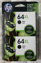 HP 64XL Black Ink Cartridges Twin Pack X4D94BN 2 x N9J92AN Exp 2025+ Retail Box - £98.12 GBP