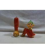 Vintage Japan Christmas Red Pixie Elf Ornaments Figurines Set of 2 - $296.05 MXN