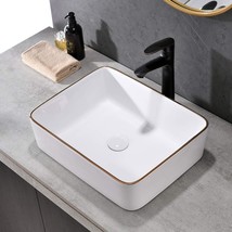 White Porcelain Sq.Are 19&quot; X 15&quot; Ceramic Bathroom Vessel Sink, Ceramic B... - $96.99
