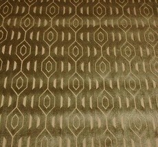 Pollack Trellis Geometric Gate Plush Sage Green Velvet Furniture Fabric 1.4 Yd - £50.27 GBP