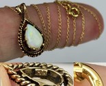 vintage 14K GOLD &amp; OPAL necklace pendant 19.5&quot; 2g estate sale SOLID &amp; MA... - $229.99