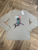 Cat &amp; Jack Boys&#39; &#39;3D Shark&#39; Long Sleeve Graphic T-Shirt  Heather Gray XL... - $11.30