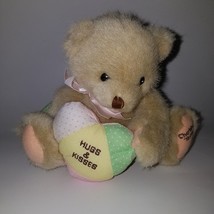 VTG Dakin Valentines Day 6&quot; Tan Cherished Teddies Bear Plush Hugs &amp; Kisses Heart - £11.57 GBP