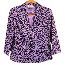Linea By Louis DellOlio Purple &amp; Black Leopard Print Blazer Jacket M - $33.60